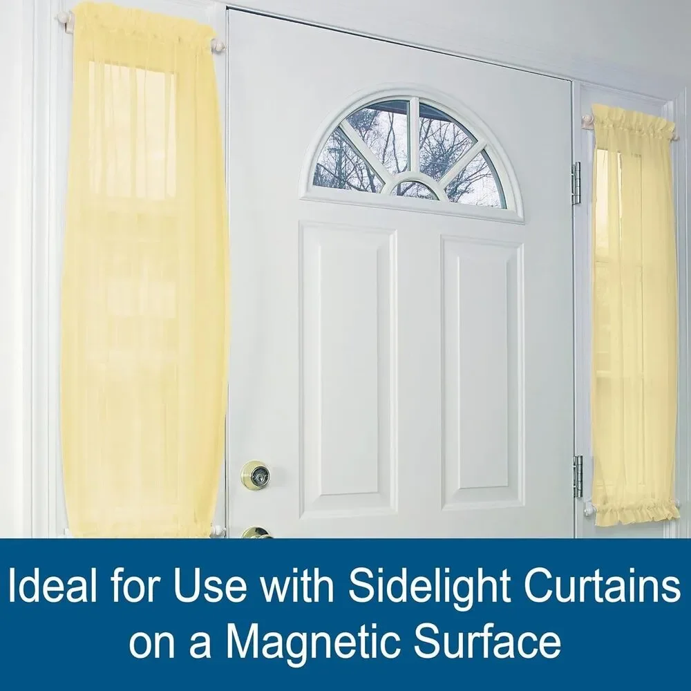 Magnetic Curtain Rod for Metal Doors/Metal Surfaces, 8.75-15.75 inch, 2Pk, White